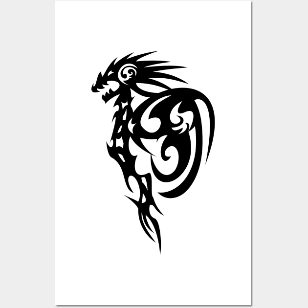 Black tribal dragon Wall Art by tiver